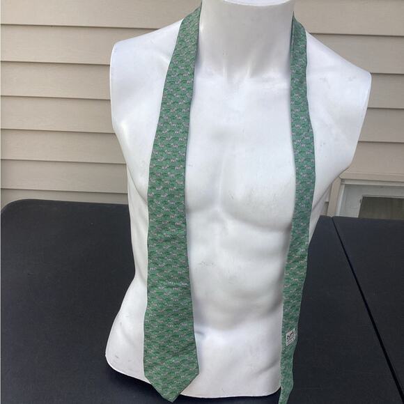 Hermes Green Printed Silk Tie zebras